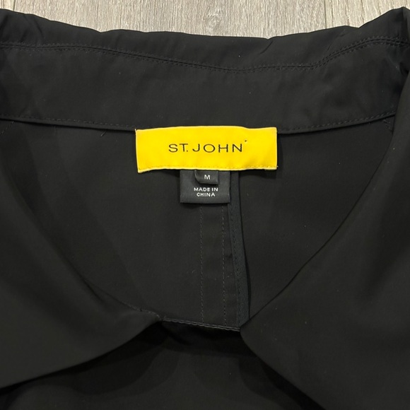 ST. JOHN Size Medium Jacket Black Full Zip Elastic Waist Lightweight Women - Picture 4 of 16